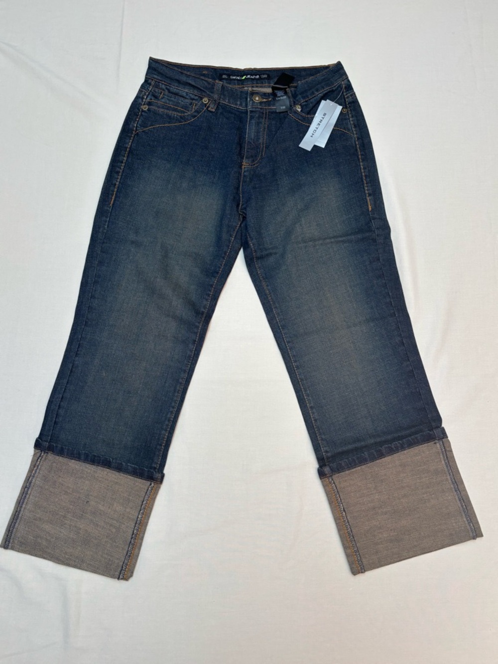 DKNY Dark Blue Cuffed Cropped Jeans